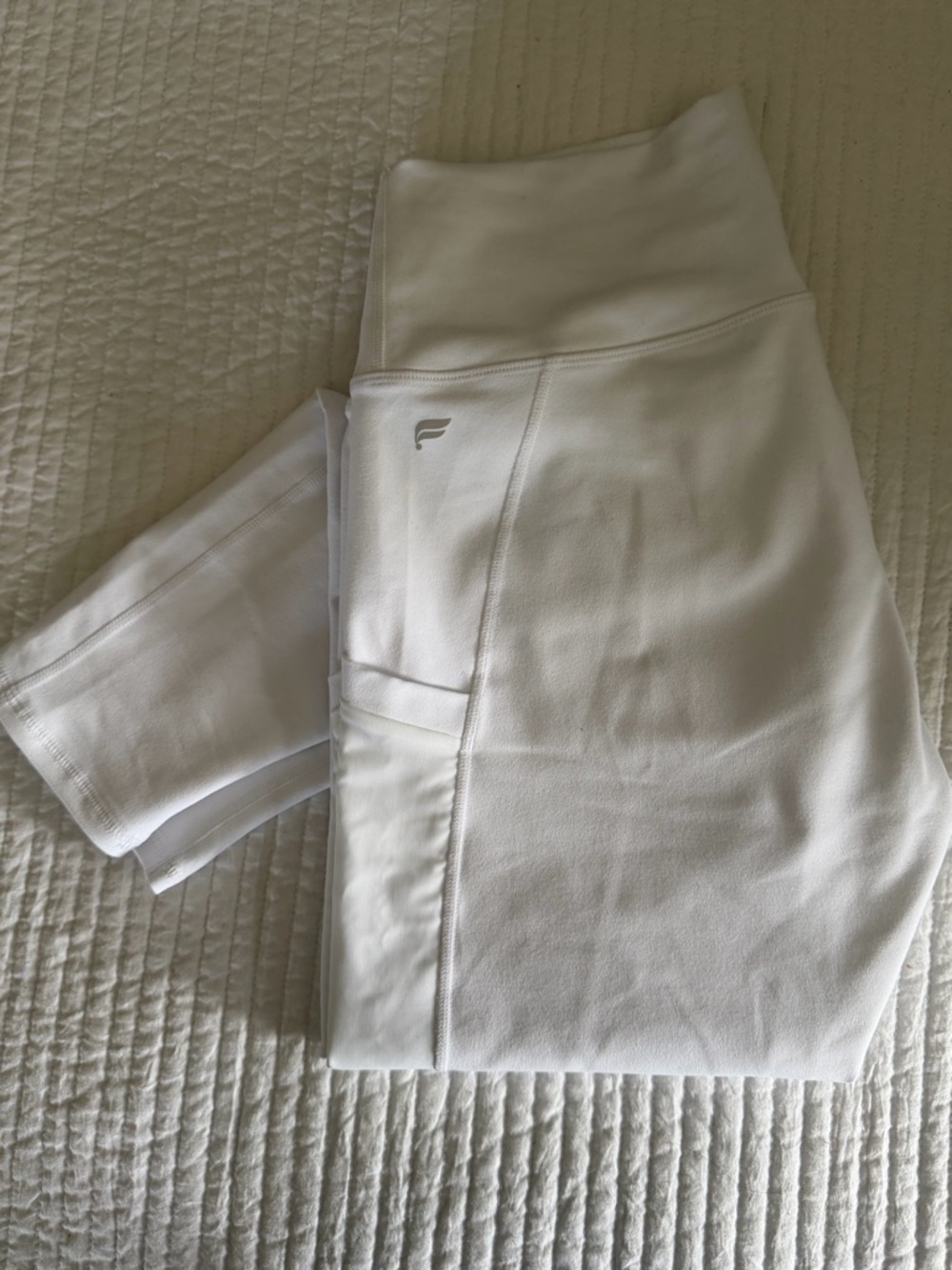 Fabletics White PowerHold Leggings with Subtle Logo - Picture 7 of 8